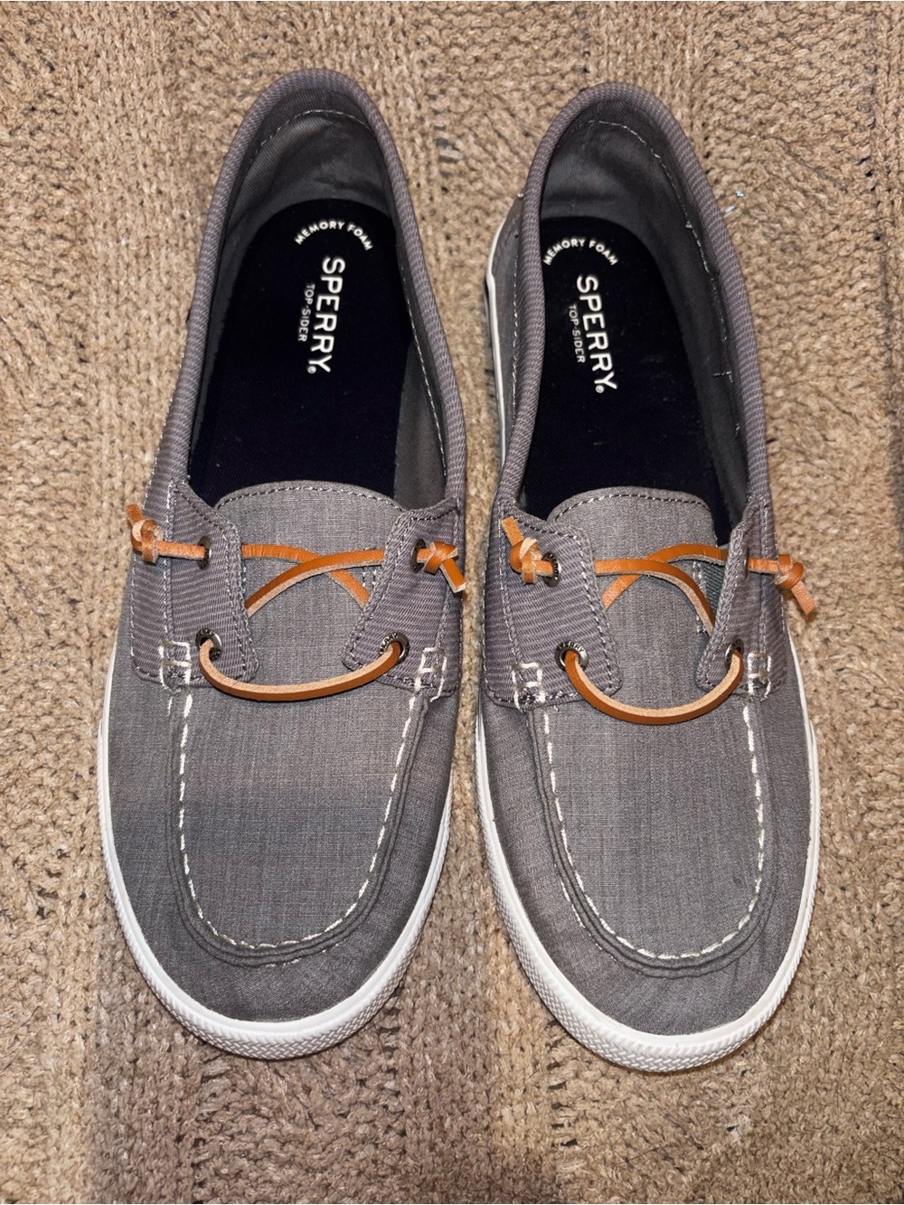 Sperry Top-Sider Lounge Away Gray Canvas Boat Shoes Women’s Size 10 NWOT